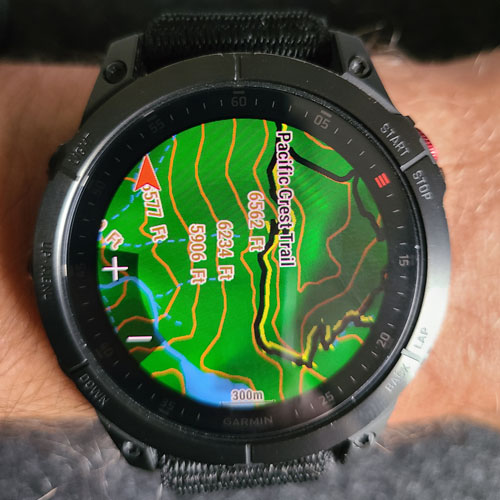 pct map on a Garmin Expix watch